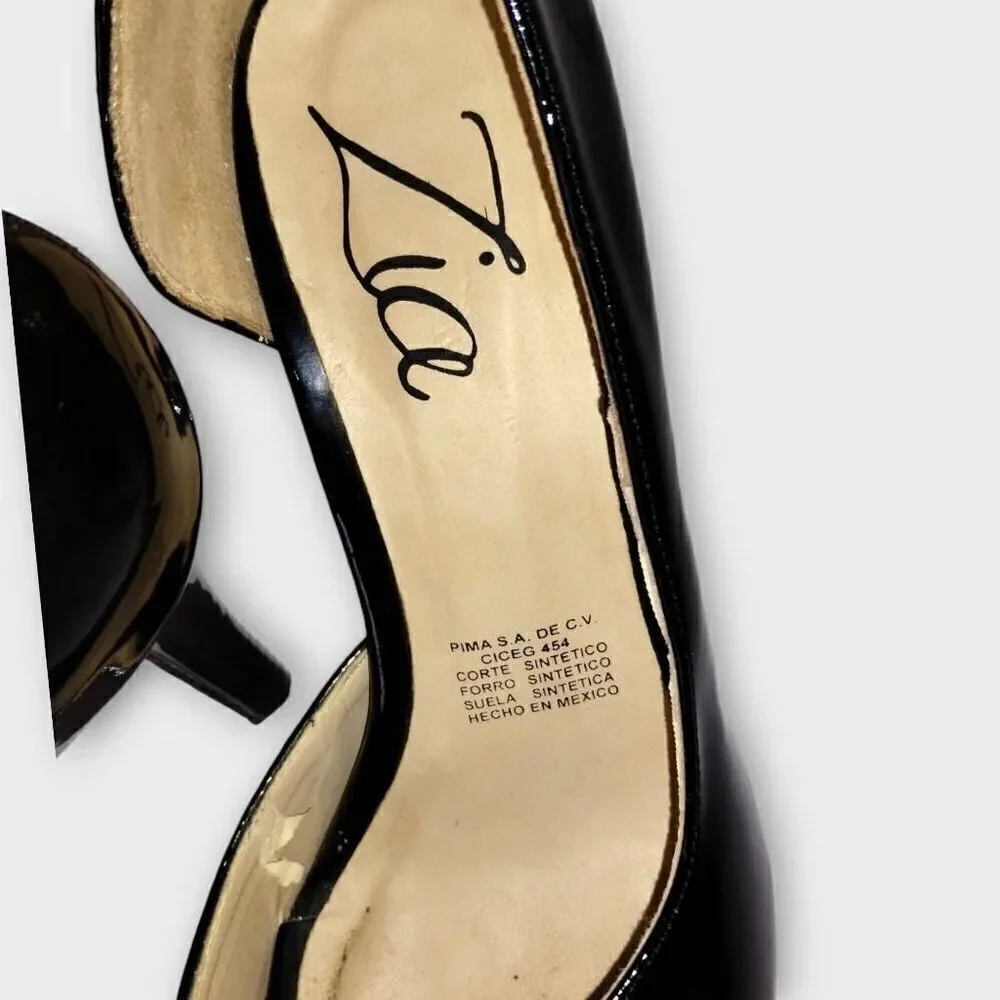 Zia Womens Shoes Sz 9 Black Patent Leather‎ Heels Peep Toe Platform